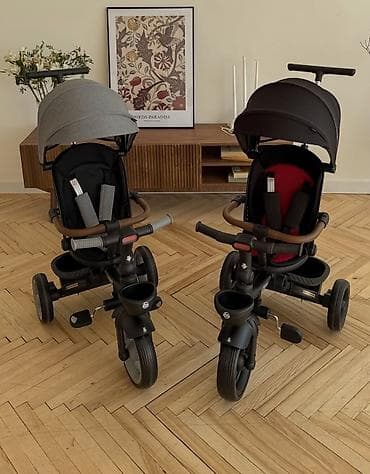 Детские трехколесные велосипеды-трансформеры с родительской ручкой и