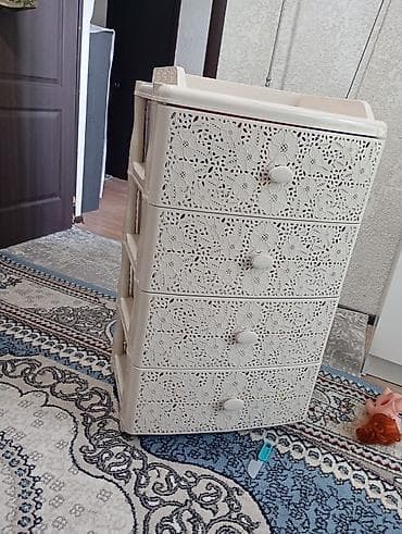 пластиковый комод для вещей: Комод для одежды, Без зеркала, Пластик, цвет - Бежевый — 1