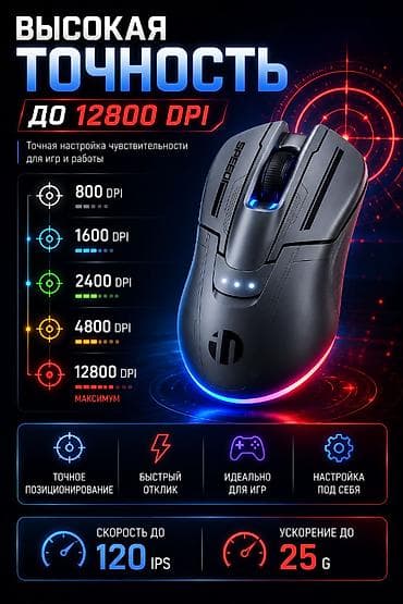 🖱️ Беспроводная игровая мышь Inphic 🎮 Идеальный выбор для игр, работы at lalafo.kg 🖱️ Беспроводная игровая мышь Inphic 🎮 Идеальный выбор для игр, работы