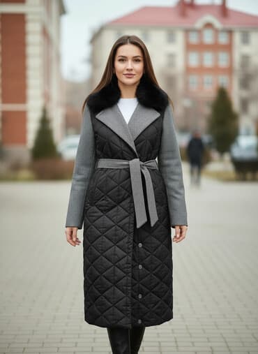 Срочно продам Стёганное женское пальто Loreta с меховым воротником at lalafo.kg Срочно продам Стёганное женское пальто Loreta с меховым воротником