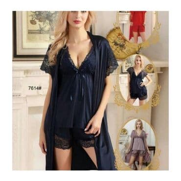 белая ночная сорочка: Стильная тройкачетверка пижама 

Ткань:Атлас — 2