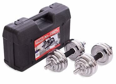 Гантели: Разборный набор гантелей/штанги в кейсе York Fitness 30 kg Chrome — 2