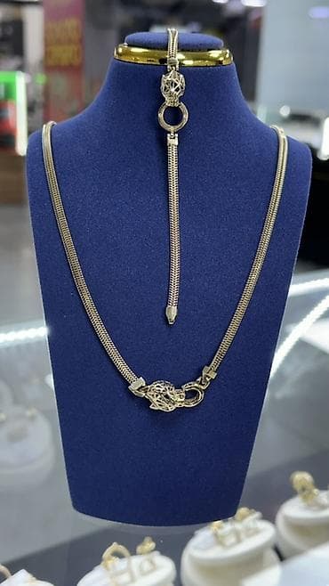 серебро цепочки: Набор украшений, Проба 585, Новый, Цвет металла: Желтый — 2