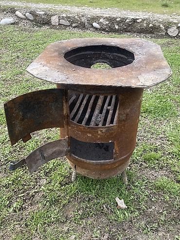 Уличная дровяная печь-мангал из толстой стали - Конструкция
