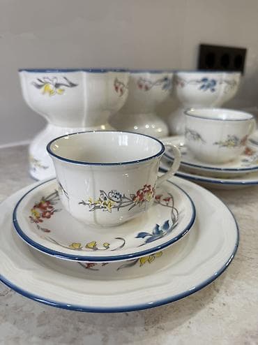 заказ пиццы: Набор посуды 32 штук на 6 персон из фарфора/керамики с цветочными — 8