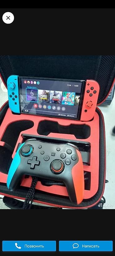 Портативный консоль Nintendo Switch OLED 64гб+256гб сд карта. Прошитый