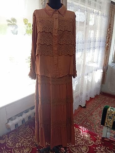 часы seiko бишкек: Женский комплект в едином стиле карамельно-коричневого оттенка: блузка — 1