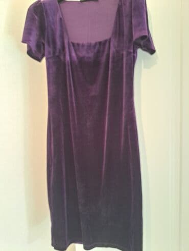 бордовая платья: Вечернее платье, Коктейльное, Средняя модель, Бархат, M, L — 1