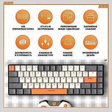 Стол компьютерлери жана комлектөөчүлөр: Клавиатура, Механикалык, Bluetooth туташтыруу, Өлчөмү: 60% — 4