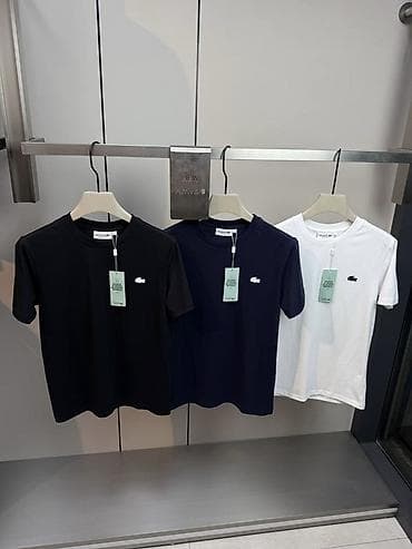 Мужская футболка, M, L, XL, Lacoste, Новый, цвет - Зеленый, Платная доставка