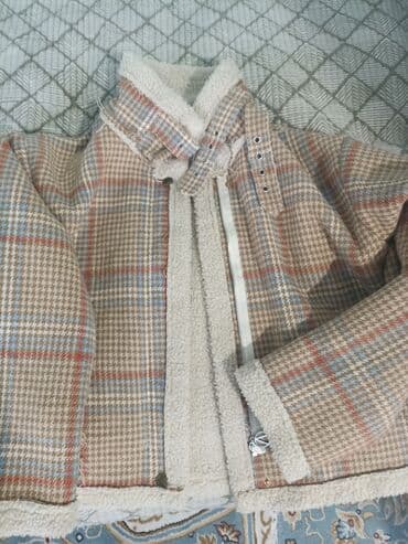 пальто в клетку: Пуховик, Короткая модель, Китай, С мехом, M — 1