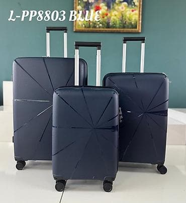 Чемоданы: Чемоданы на колесах L-PP8803 BLUE — набор из трех чемоданов в стильном — 1