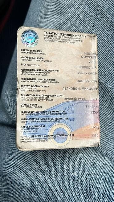 одиссея машина: Honda Odyssey: 2002 г., Автомат, Минивэн — 5