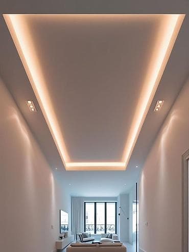 Натяжной потолок с нишей под скрытую LED‑подсветку - Современный — 1