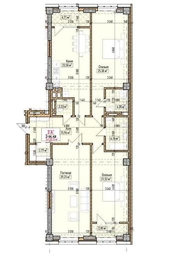 3 комнаты, 140 м², Асанбай мкр Элитка, 8 этаж, ПСО (под самоотделку) — 1