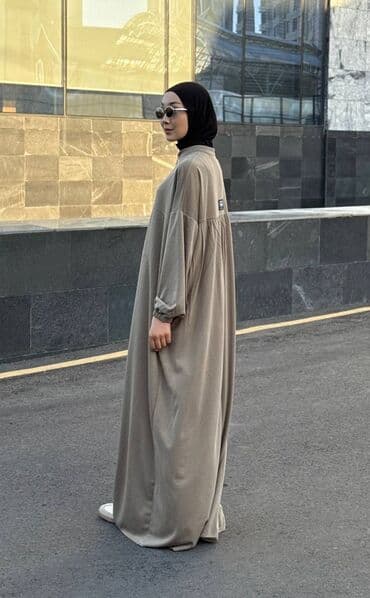 домашние одежды: Повседневное платье, Осень-весна, Длинная модель, Оверсайз, Стандарт — 2