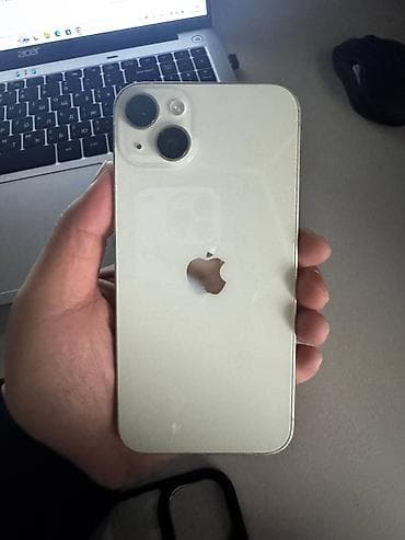 IPhone 14 Plus, Б/у, 128 ГБ, Белый, Защитное стекло, Чехол, Кабель, 80 %