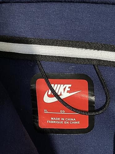 Толстовки: Темно‑синяя мужская спортивная толстовка Nike с капюшоном, на молнии — 3