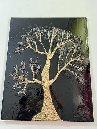 string art: Панно «Дерево» в технике объемной живописи и смолы. - Основа: жесткий — 1
