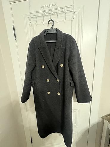 second hend: Женское пальто цвета графит - Длина: миди - Крой: прямой/свободный — 3