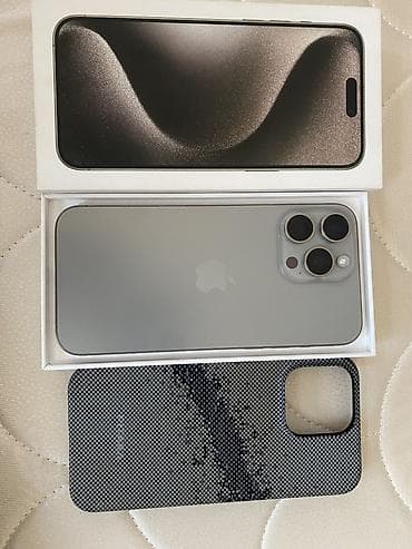IPhone 15 Pro, Б/у, 512 ГБ, Natural Titanium, Коробка, 82 %