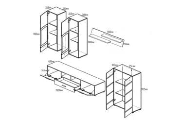 стенка и горка: Гарнитур для зала, Тумба под ТВ, Шкаф, В рассрочку, МДФ, Бесплатная доставка, цвет - Белый — 3