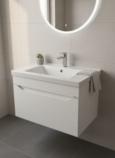 стенка белый: Тумба для ванны, С раковиной, цвет - Белый — 1