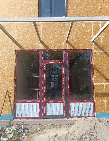 асбестовые материал: Панорамный ПВХ-портал с дверью и глухими боковыми секциями - — 1