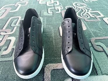 кийим: Мужские кеды без шнурков (под шнурок), черные - Материал верха — 3