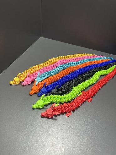 Брелоки: Гибкие 3D‑печатные драконы/антистресс - Комплект ярких фигурок — 3