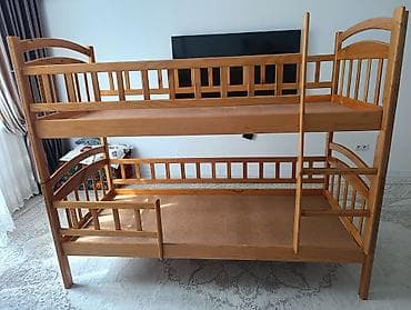 bunk bed: Двухъярусная деревянная кровать из массива (сосна/ель) в натуральном — 2