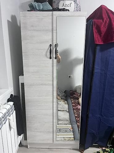 шванери: Двухдверный шкаф для одежды с зеркалом. - Цвет/декор: светлый — 1