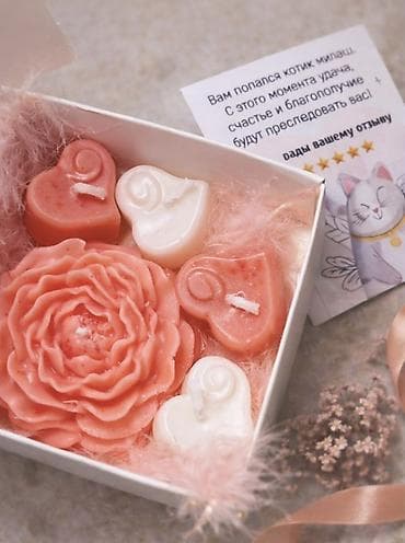 света диот: Ароматические свечи ручной работы - Формы: цветы (пионы, розы — 5