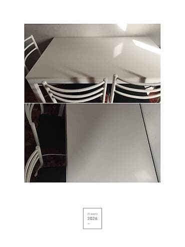 coffee table: Кухонный стол и стул, Б/у, цвет - Белый — 4
