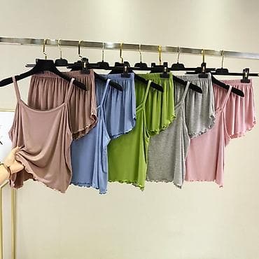 s: Комплект, Майка, Шортики, Вискоза, Высокая талия, Бесшовная модель — 1