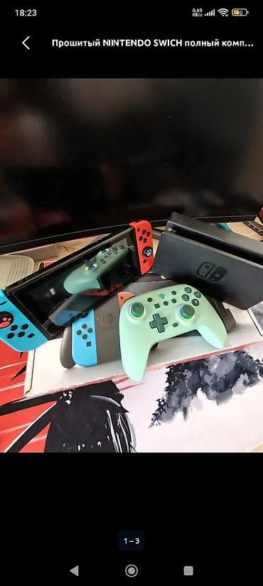 игра sony: Прошитый Nintendo Switch (неоновые Joy‑Con синий/красный) с — 3