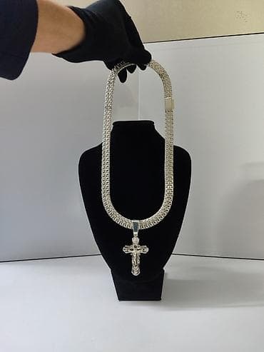 Серебряный Комплект Рамзес Цепь 100 грамм Крест 32 грамм Серебро 925