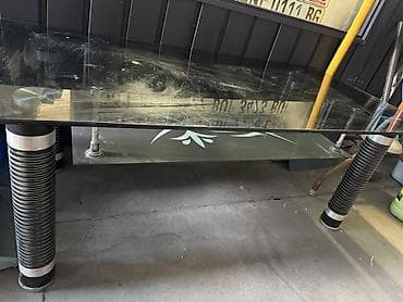 стол круглые: Стеклянный журнальный/кофейный столик с декоративным матовым рисунком — 2