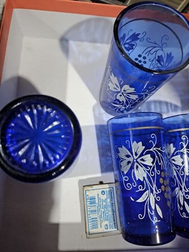 ваза бокал: Стаканы "Виноград" Чехословакия, антиквар. по 250с. 1000 сом за 4шт — 4