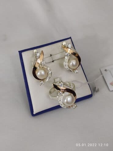 свадебные платья от производителя: Серебряный комплект Жемчуг напыление золотом пробы 925 Размеры имеются — 1