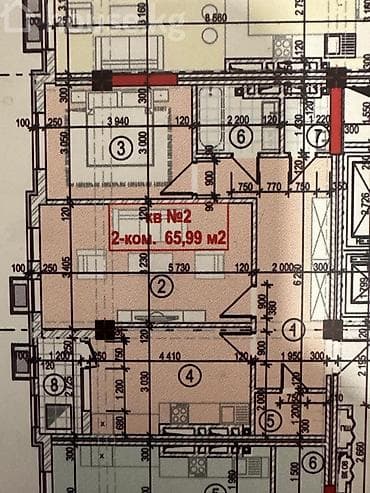 Продажа квартир: 2 комнаты, 66 м², Элитка, 6 этаж, Готовая ПСО (под самоотделку) — 2