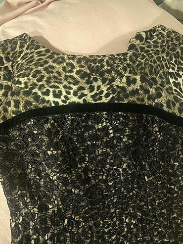 эротическое белье купить: Платье мини с анималистичным принтом (леопард) и кружевной вставкой — 2