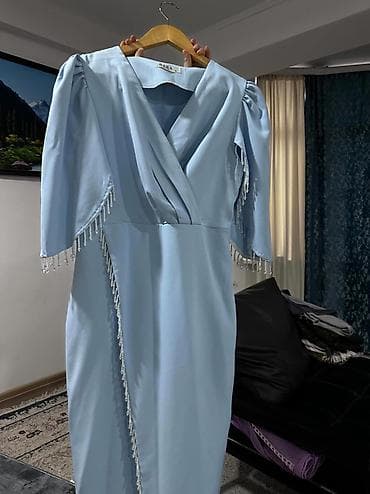 Вечернее платье, Длинная модель, Шифон, С рукавами, Стразы, M, 2XL