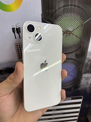 IPhone 13, Б/у, 128 ГБ, Белый, Защитное стекло, Чехол, Кабель, 76 %