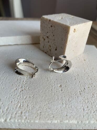 свадебные платья от производителя: Серебряные серьги, Проба 925, Женские, Новый — 9