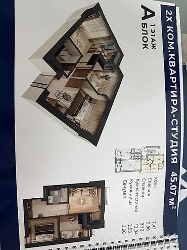 жк мэрси: 1 комната, 47 м², Элитка, 2 этаж, ПСО (под самоотделку) — 7