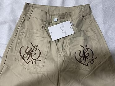 Джинсы: Джинсы, Прямые, Высокая талия, С вышивкой, XS — 1