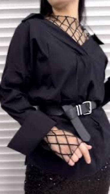 Блузка, Хлопок, Однотонный, Удлиненная модель