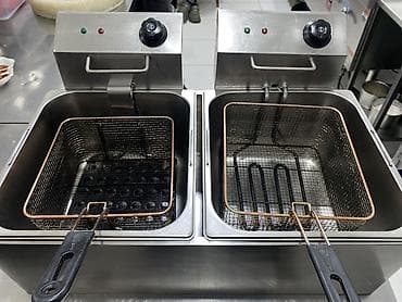 Кухонные плиты и варочные поверхности: Фритюрница 11л+11л (670х450х350мм; 220В; 5KBT) Установка настольная — 9