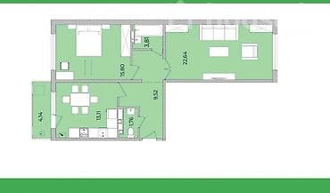 2 комнаты, 70 м², ул. Чынгыз Айтматова Элитка, 8 этаж, ПСО (под самоотделку)